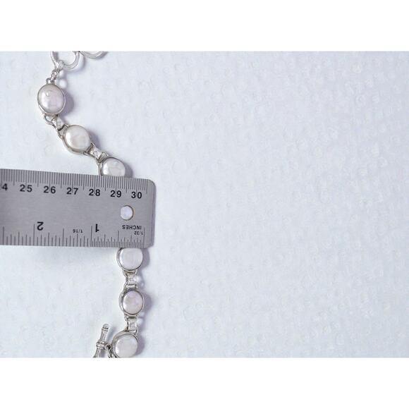 Starborn Creations Pearl Tennis Bracelet Sterling Silver Coin Pearl 7-8" - Picture 8 of 8